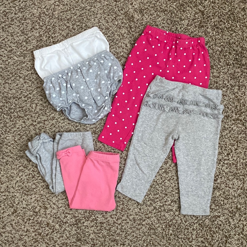 Baby Girls Polka Dots, Ruffles and Bows Legging and Bloomer Bundle